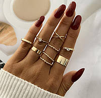 Набор колец 9 штук золотистая бижутерия Fashion Jewelry (ММ)