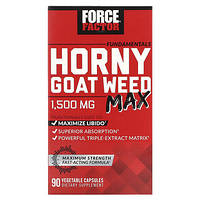 Force Factor, Fundamentals, Horny Goat Weed Max, 500 мг, 90 растительных капсул Киев