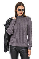 Жіночий м'який светр із коміром-стійкою SVTR 414 сірий 46-48