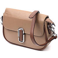Женская полукруглая сумка с магнитом-защелкой из натуральной кожи Vintage 22440 Бежевая