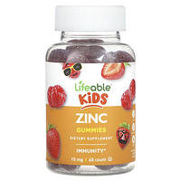 Lifeable, Детские жевательные мармеладки с цинком, натуральные ягоды, 15 мг, 60 жевательных таблеток Киев