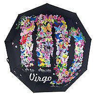 Жіноча парасолька-автомат "Зодіак" у подарунковому пакованні з хусткою від Rain Flower Дева Virgo 01040-2