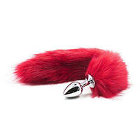 Анальна пробка S лисий хвіст DS Fetish Anal plug S faux fur fox tail Red polyeste sexstyle