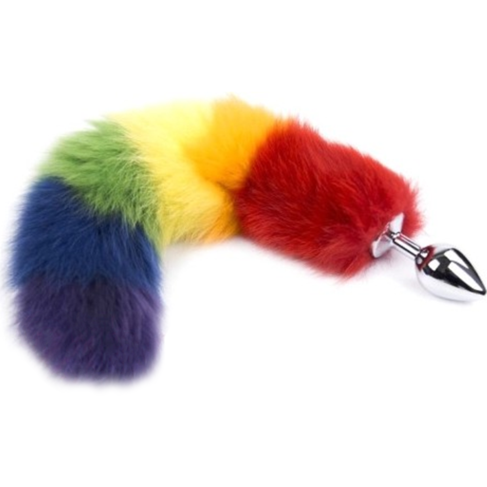 Анальна пробка S лисий хвіст DS Fetish Anal plug S faux fur fox tail multi kolor polyeste sexstyle