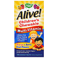Мультивитамины для детей Nature's Way Alive Вкус Ягод и Апельсина 120 жевательных таблеток NB, код: 1726162