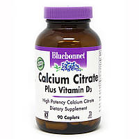 Кальций цитрат + Витамин D3, Bluebonnet Nutrition, 90 каплет NB, код: 2337434