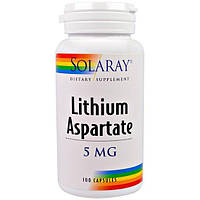 Микроэлемент Литий Solaray Lithium Aspartate 5 mg 100 Caps SOR-04599 NB, код: 7519742