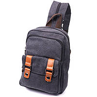 Практичная сумка-рюкзак с двумя отделениями из текстиля Vintage 22162 Черный