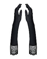 Высокие перчатки с камнями и кружевом Obsessive Miamor gloves, black sexstyle