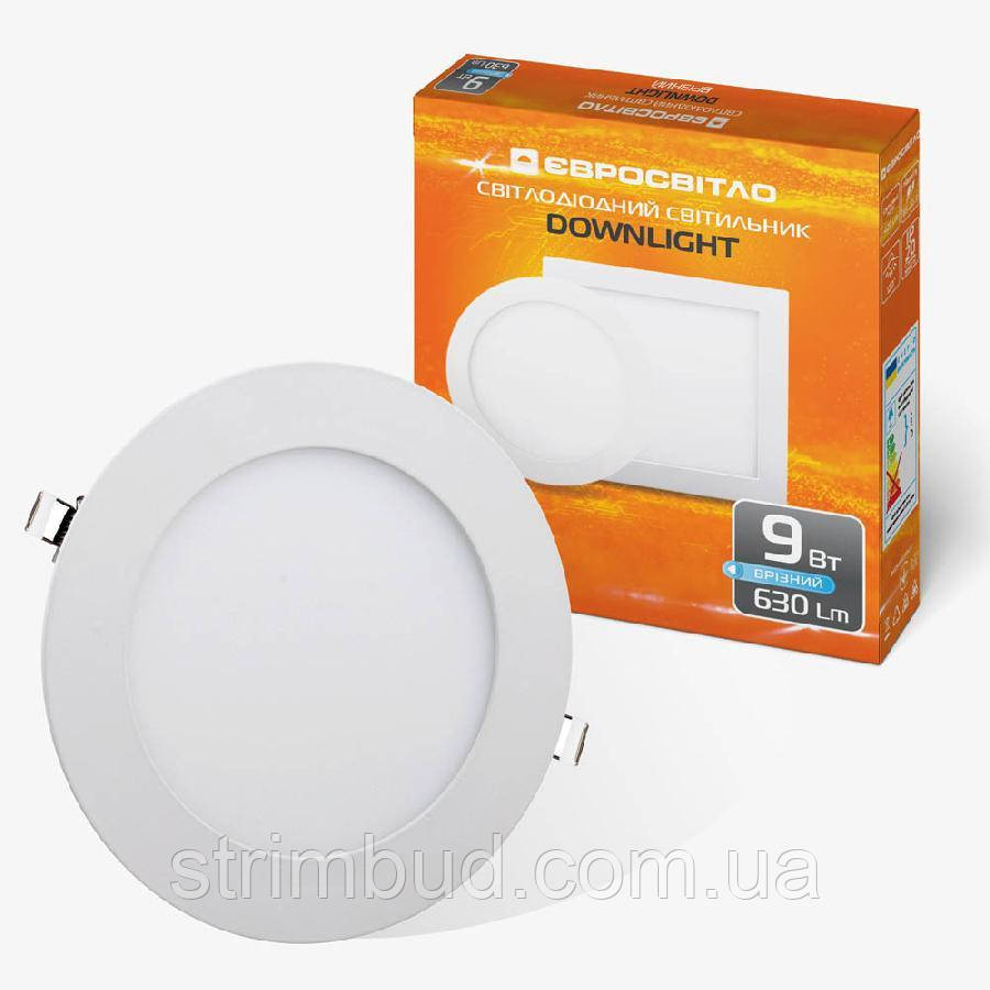 Світильник точковий врізний ЄВРОСВЕТ 9 Вт круг LED-R-150-9 4200К