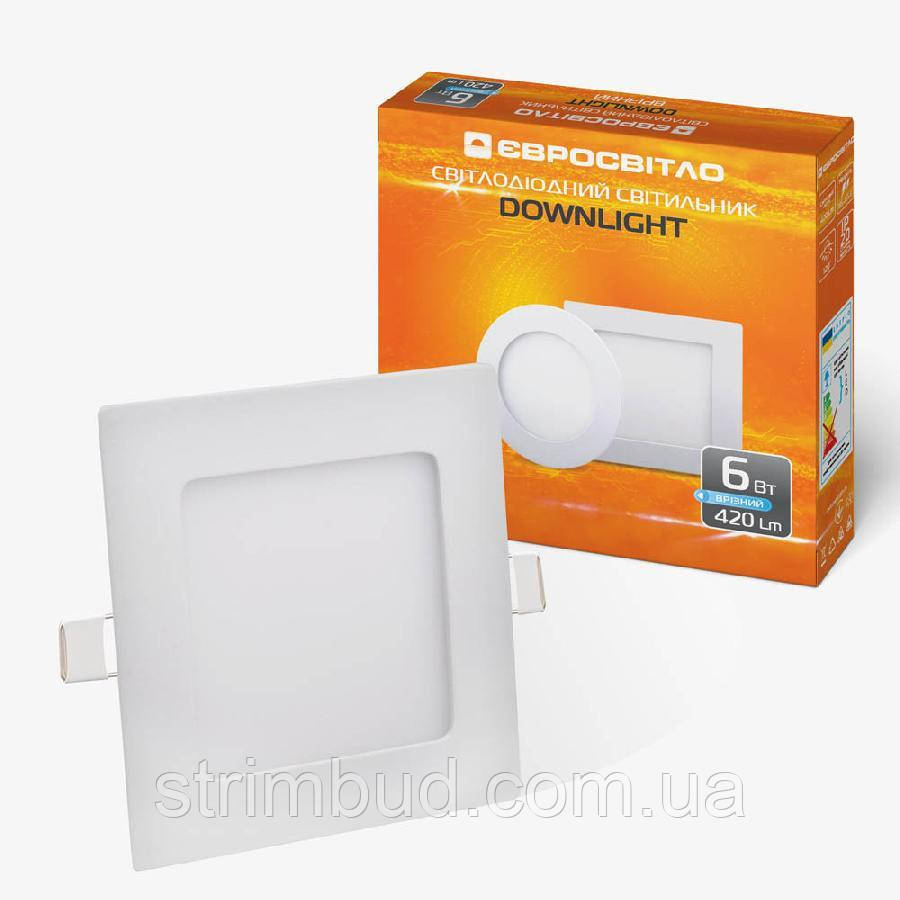 Світильник точковий врізний ЄВРОСВЕТ 6 Вт квадрат LED-S-120-6 4200К
