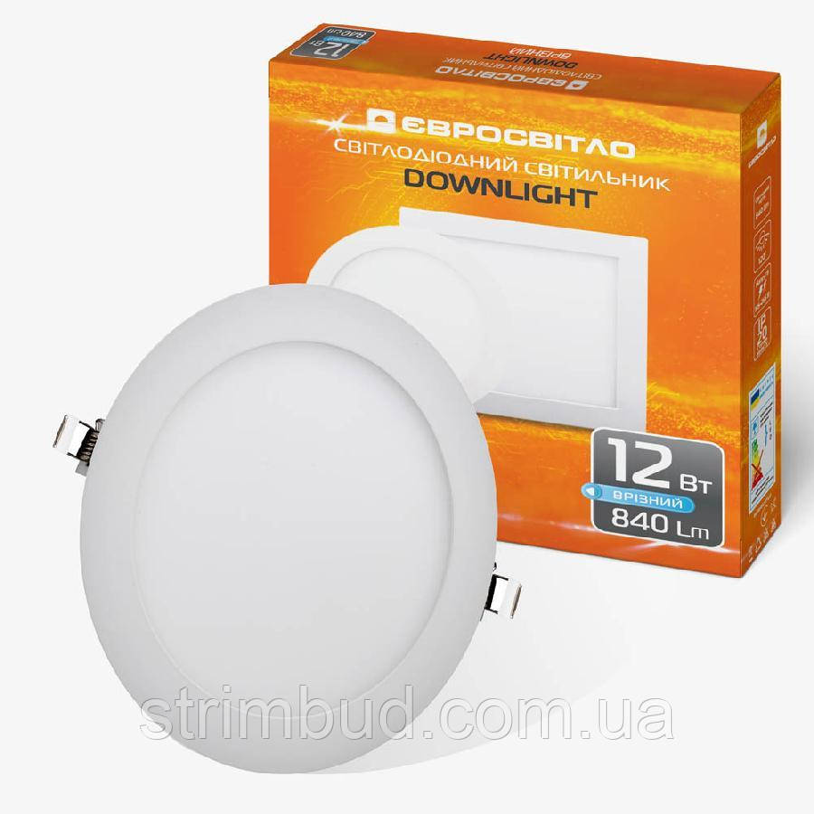 Світильник точковий врізний ЄВРОСВЕТ 12 Вт круг LED-R-170-12 4200К