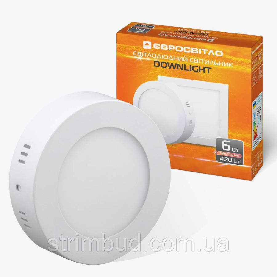 Світильник точковий накладний ЄВРОСВЕТ 6 Вт круг LED-SR-120-6 6400 К