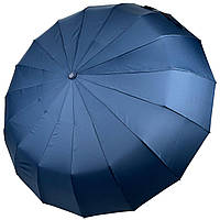 Однотонный зонт автомат на 16 карбоновых спиц антиветер от Toprain темно-синий 0918-10