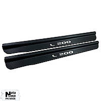 Захист порогів - накладки на пороги Mitsubishi L-200 IV з 2006 р. (Premium carbon)