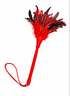 Метелочка з пір'ям бордо, ручка червона sexstyle