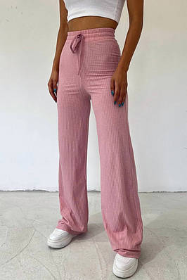 Штани жіночі в рубчик рожевого кольору 177093T Безкоштовна доставка