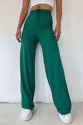 Штани жіночі в рубчик зеленого кольору 177109T Безкоштовна доставка