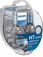 Комплект галогенових ламп PHILIPS 12972WVUSM H7 12V 55W PX26d WhiteVisionUltra +60%(4200K)