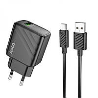 Сетевое Зарядное Устройство Hoco CS21A 1USB QC 18W+USB to Type-C Цвет Черный