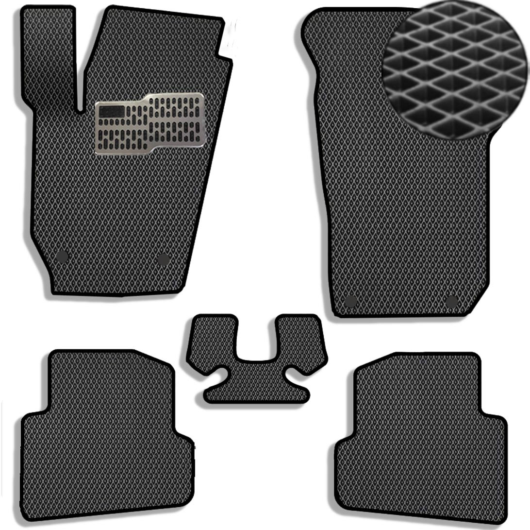 3D EVA Водійський килимок для Skoda Fabia 2007-2014 З підп'ятником Чорні 1 шт. Комплект з перемичкою (5 шт.), EVA (Севелін), Чорний-Чорний кант, фото 1