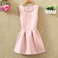 Платье женское жаккардовое с украшением розовое 44