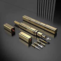Тиклер-ручка з 5 насадками Lockink, металева, золота sexstyle