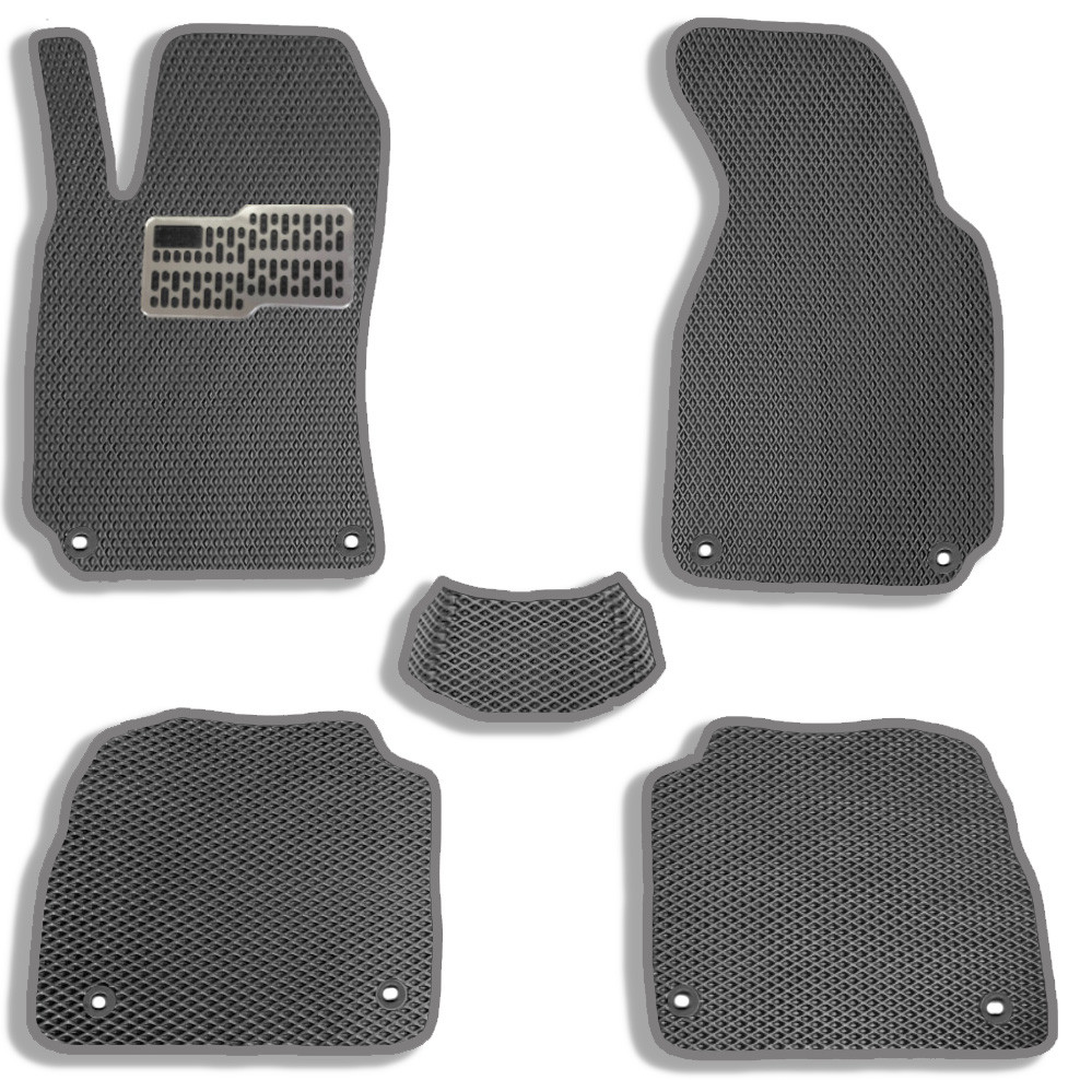 Килимки в салон EVA для Skoda SuperB 2001-2008 (Металічний підп'ятник) Чорний-Сірий кант 5 шт