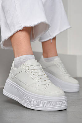 Кросівки жіночі білого кольору на шнурівці 178116T Безкоштовна доставка