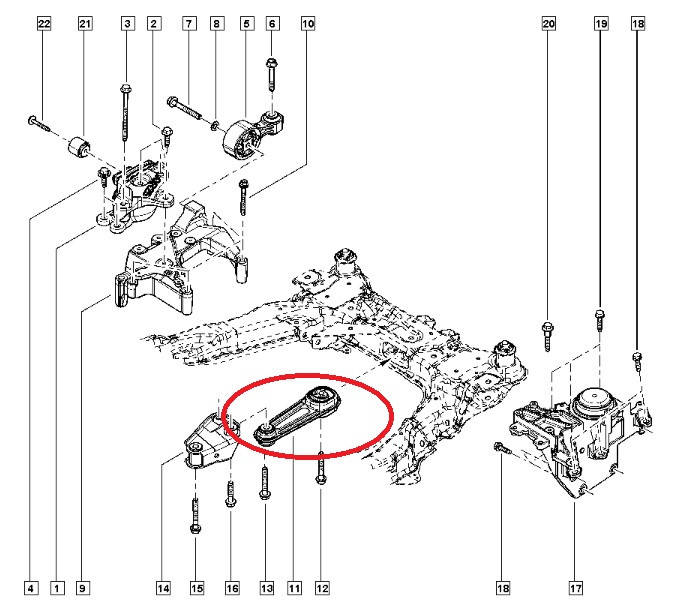 Опора / подушка двигателя нижняя (задняя) Nissan X-Trail T32