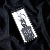 Брелок Хонда автомобильный черный из кожзама/металла, черный брелок Honda для авто ключей с логотипом