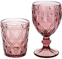 Набор стеклянных бокалов для вина Пурпурный 300 мл DP91205 BonaDi NX, код: 8389977