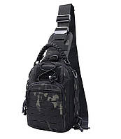 Сумка-рюкзак тактическая однолямочная Темный камуфляж ZE0144 Laser Solve 18х12х25 см NX, код: 8447153