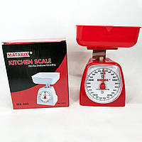Весы кухонные механические MATARIX MX-405 5 кг, кухонные весы для взвешивания продуктов. XP-241 Цвет: красный