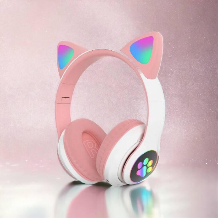 Bluetooth навушники з котячими вушками CAT STN-28 рожеві | Навушники з вушками котика SK-253 Навушники дитячі