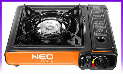 Neo Tools Плитка газова портативна, 2.1кВт, п’єзорозпал, 150г/год, кейс - | Ну купи :) |