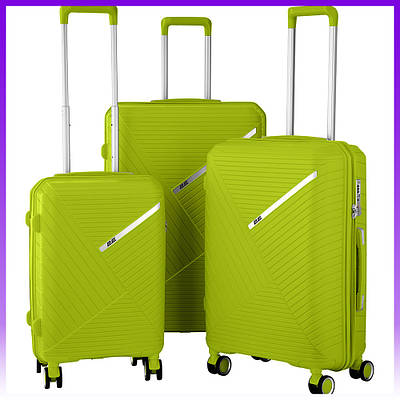 2E Набір пластикових валіз , SIGMA,(L+M+S), 4 колеса, зелене яблуко - | Ну купи :) |