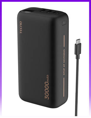 TECNO Універсальна літієва батарея Power Bank 30000mAh 22.5W Black - | Ну купи :) |