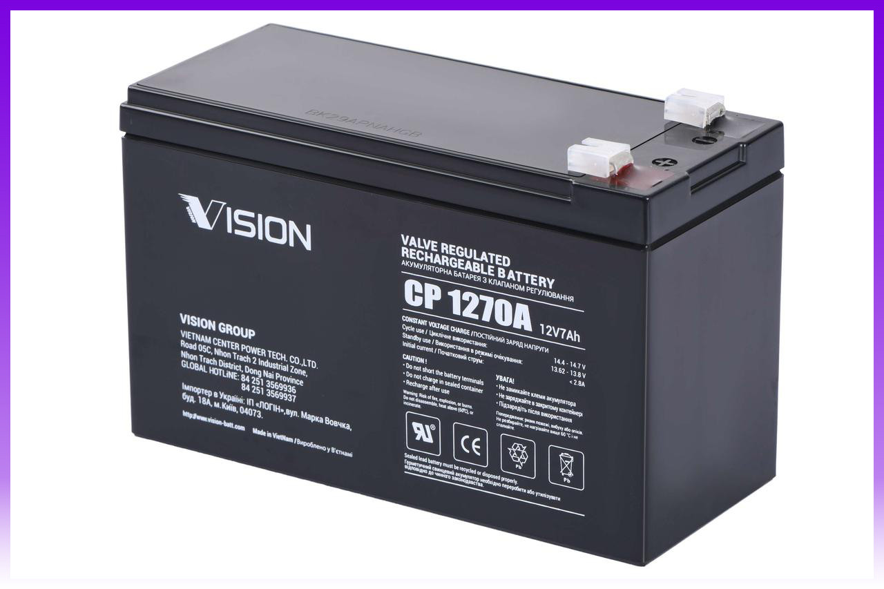 Vision Акумуляторна батарея CP 12V 7.0Ah - | Ну купи :) |