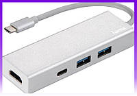USB-C хаб Hama Aluminium 2x USB-A, USB-C, HDMI Silver (00135756) - | Ну купи :) |