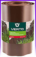 Стрічка газонна, Бордюр садовий, Газонний бордюр, Бордюр хвилястий, Стрічка для клумб 20 см x 9м, коричнева Verto
