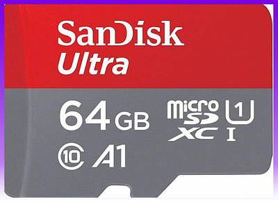 SanDisk Карта пам'яті microSD 64GB C10 UHS-I R100MB/s Ultra + SD - | Ну купи :) |