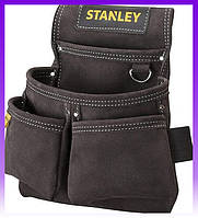 Stanley Сумка для инструмента, карман, 4 отделения, крепкая качественная кожа, держатель для молотка,