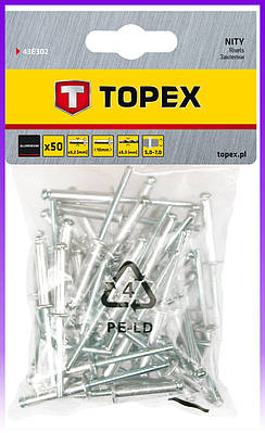 Topex 43E302 Заклепки алюмiнiєвi 3.2 мм x 10 мм, 50 шт.*1 уп. -  Ну купи:) |