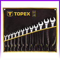 Topex Ключи гаечные, набор 12шт, комбинированные, CrV, 13-32мм, чехол-скручивание - | Ну купи :) |