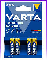 Батарейки в пульт, батарейки для часов, батарейки для фонарика VARTA LONGLIFE Power AAA блистер, 4 шт.