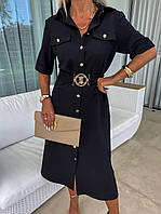 Елегантна стильна сукня міді на ґудзиках "Vicky"-розмір: 42-44,46-48