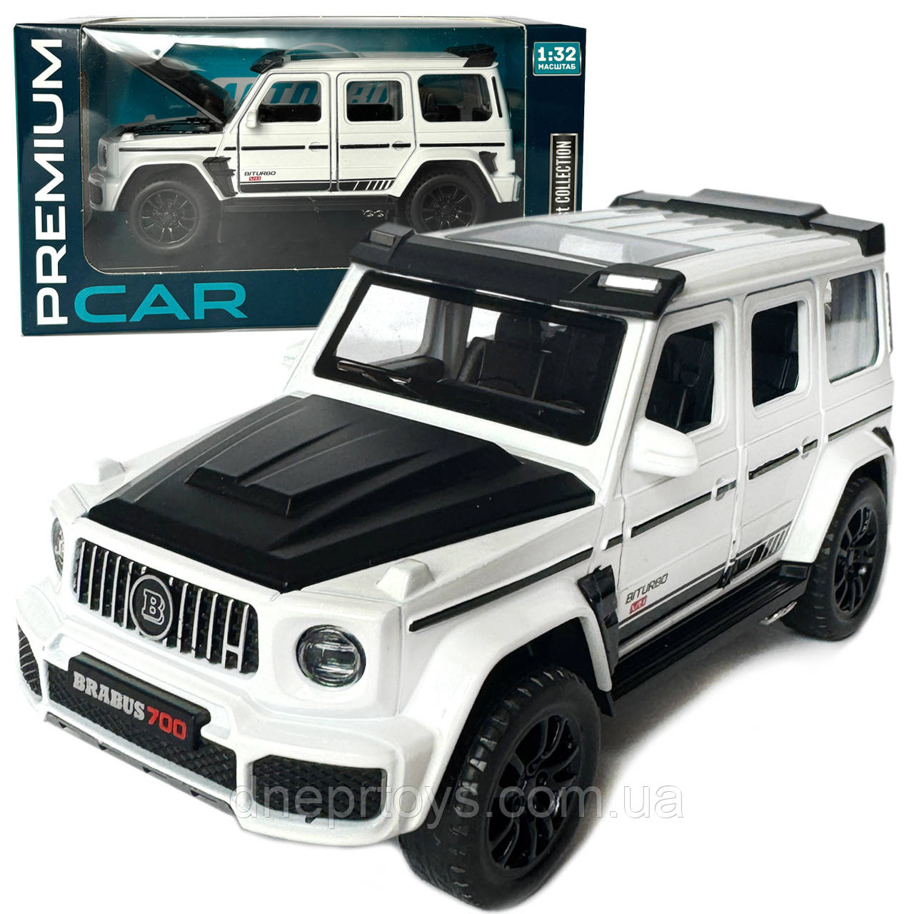 Машинка металева Mercedes-Benz G-Class Brabus 700 мерседес бенс джип білий 1:32 звук світло інерція відкр двері багажник капот, фото 1