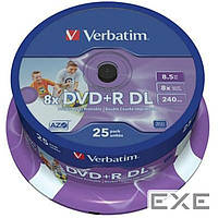 Диск VERBATIM DVD+R 8,5Gb DL 8x Cake 25 pcs Print (43667)