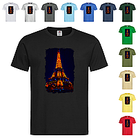 Черная мужская/унисекс футболка Eiffel Tower (25-3-6)